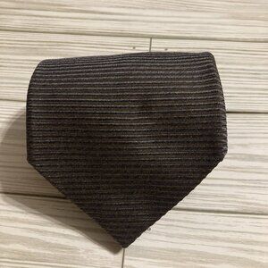 Ermenegildo Zegna Grey Charcoal Textured With Strips Silk Tie Made In Italy